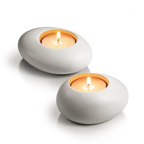 Tescoma Stojánek na čajové svíčky FANCY HOME Stones 2 ks, bílá