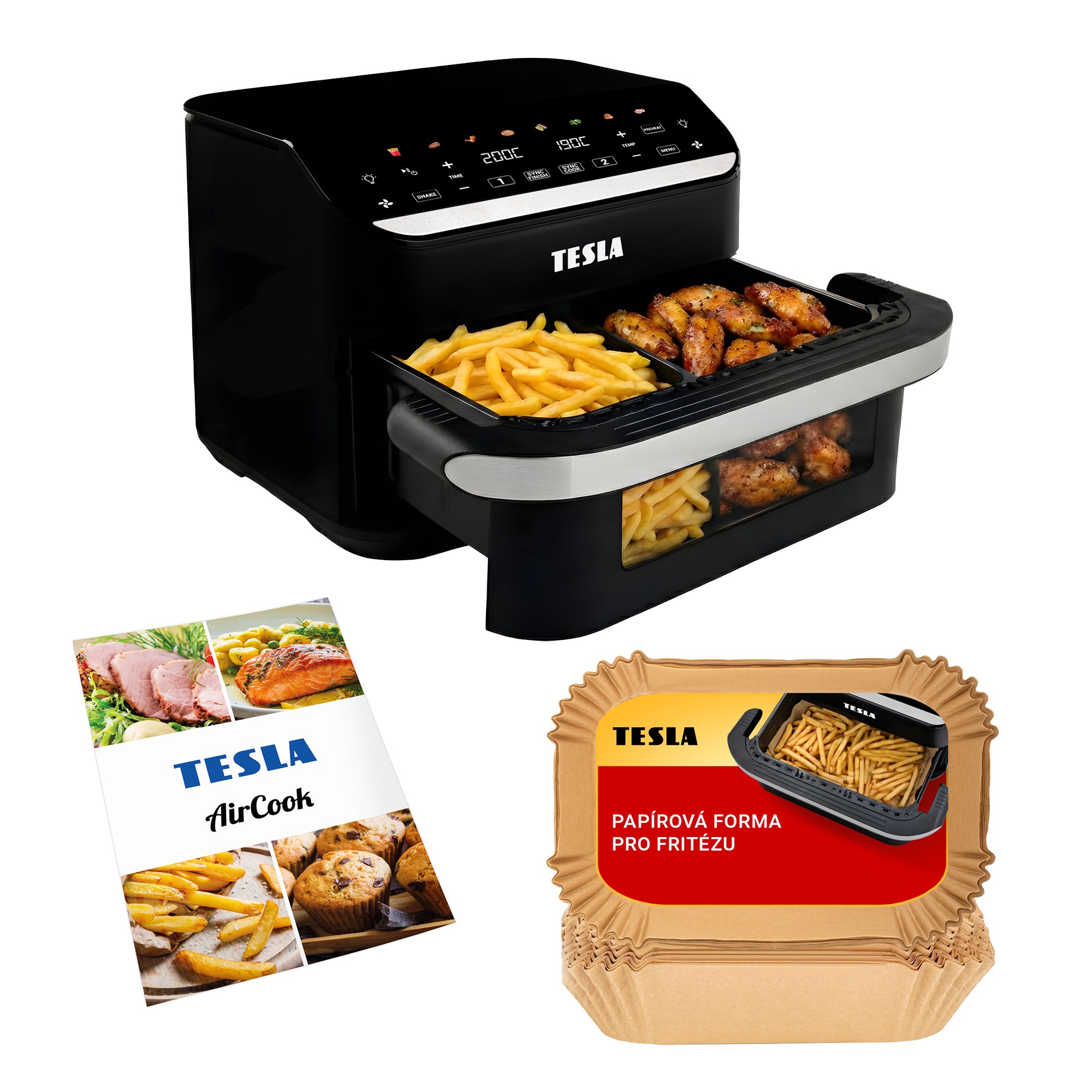 TESLA AirCook DualHeat QD575 XXL duální horkovzdušná fritéza
