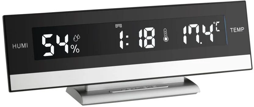 TFA digitální hodiny s inverzním displejem a měřením teploty a vlhkosti 60.2011