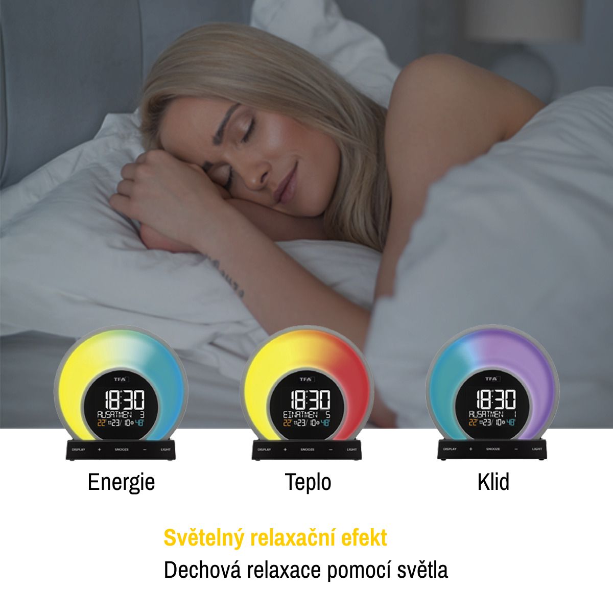TFA Digitálny budík s farebným podsvietením, teplotou a vlhkosťou SOLUNA TFA60.2026.01
