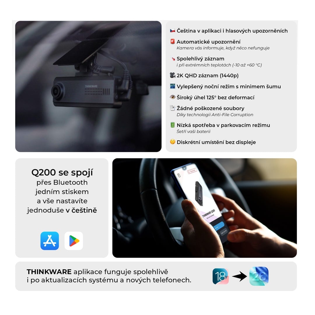 Thinkware Q200 2CH Autokamera 2K+FHD, WiFi, GPS, BT