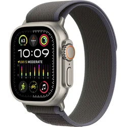 Titánové puzdro Apple Watch Ultra 2 49 mm s čiernym a modrým remienkom - S/M