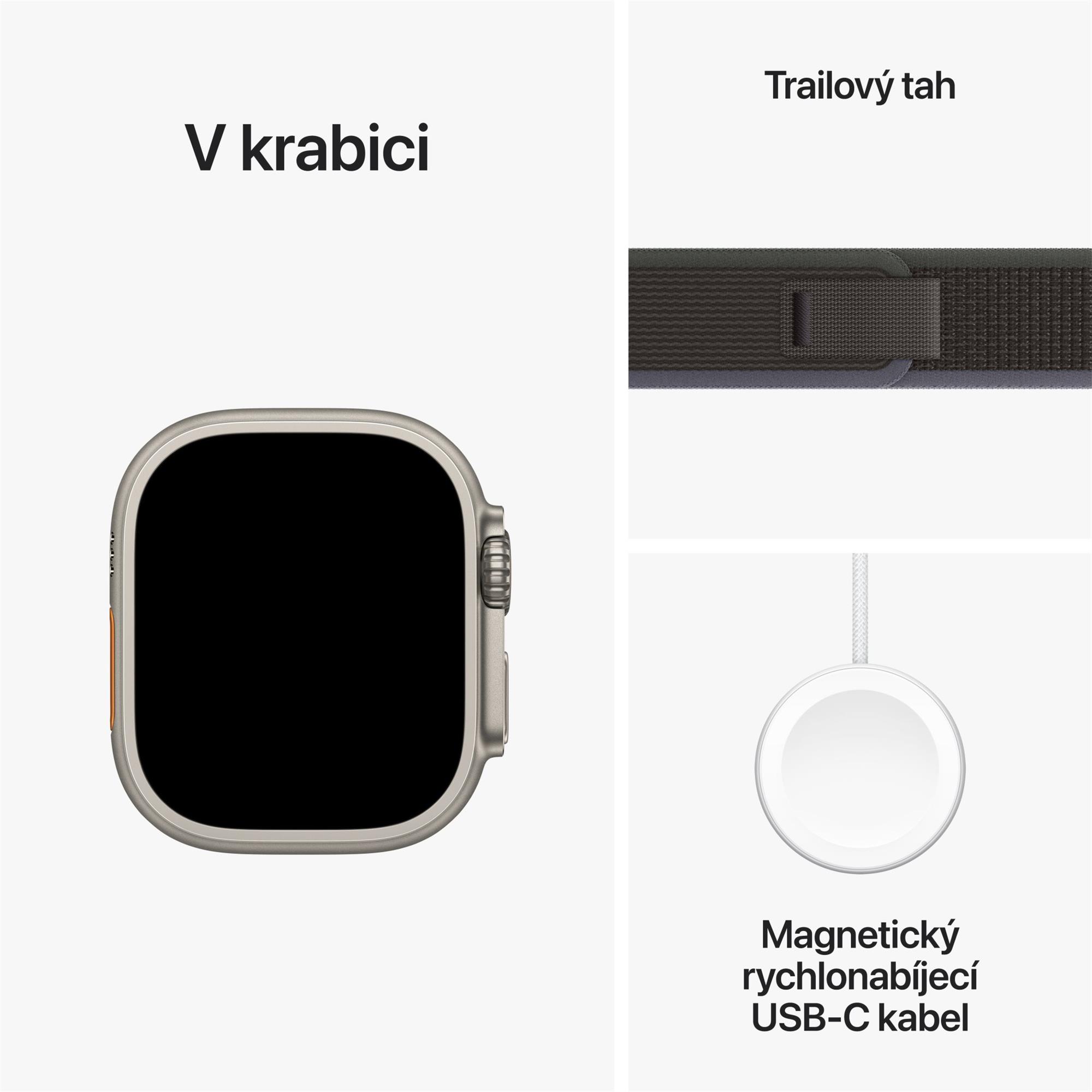 Titánové puzdro Apple Watch Ultra 2 49 mm s čiernym a modrým ťahom - M/L
