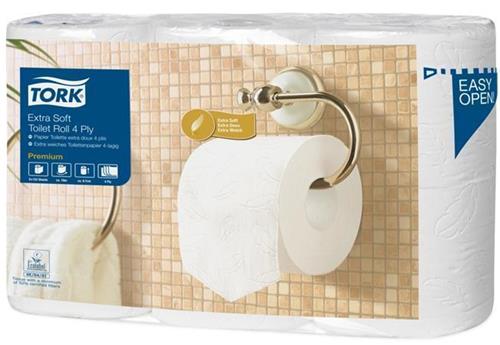 TORK Toaletný papier "Premium", biely, systém T4, 4-vrstvový, 19,5 m, extra jemný