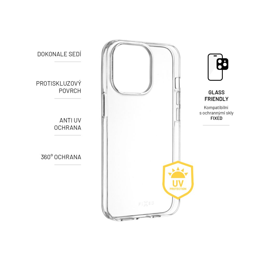 TPU gélové puzdro FIXED Slim AntiUV pre Apple iPhone 15 Pro Max, číre