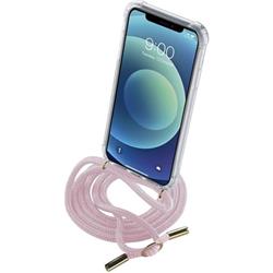 Transparentní zadní kryt Cellularline Neck-Case s růžovou šňůrkou na krk pro Apple iPhone 12 MINI