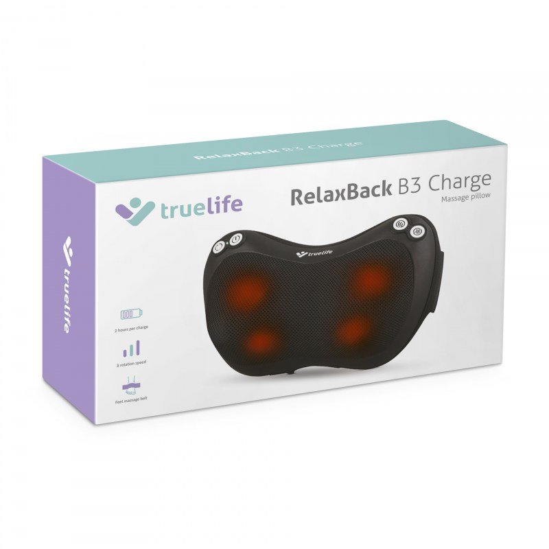 TrueLife RelaxBack B3 Charge - masážny vankúš s dobíjacou batériou
