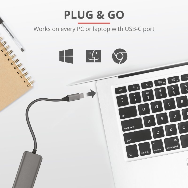 Trust Halyx Aluminium USB-C - 4-Port USB-A 3.2 Hub