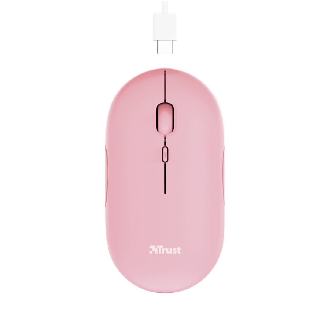Trust Puck Rechargeable Bluetooth Wireless Mouse, ružová 24125