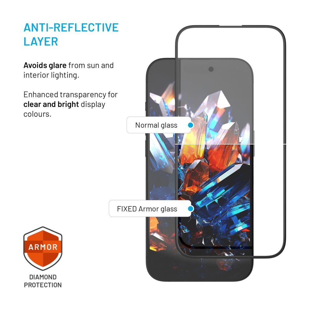 Ultra odolné tvrzené sklo FIXED Armor s Anti-dust aplikátorem a AR vrstvou pro Samsung Galaxy S24/S25, černé