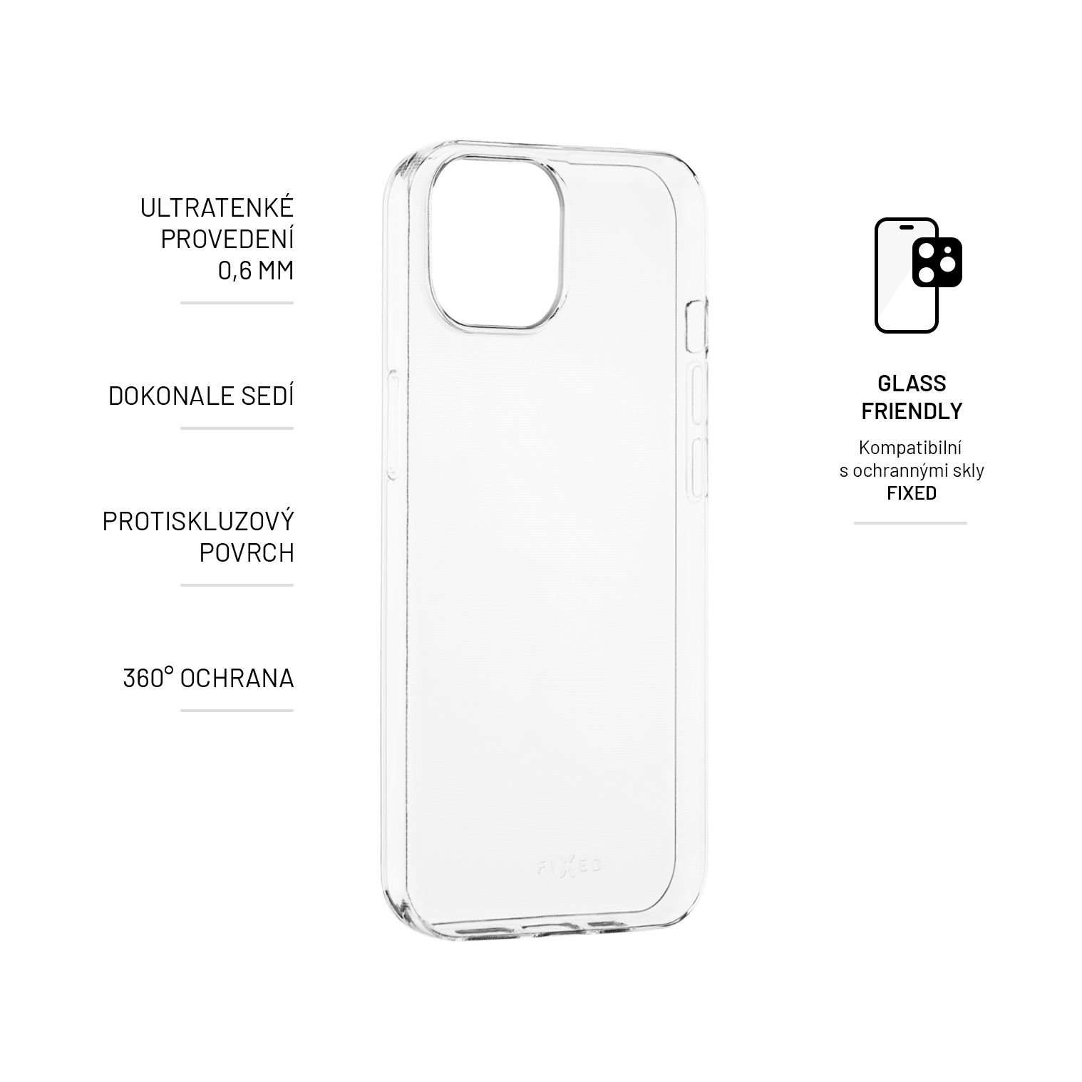 Ultratenké gélové puzdro TPU FIXED Skin pre Apple iPhone 14, 0,6 mm, číre