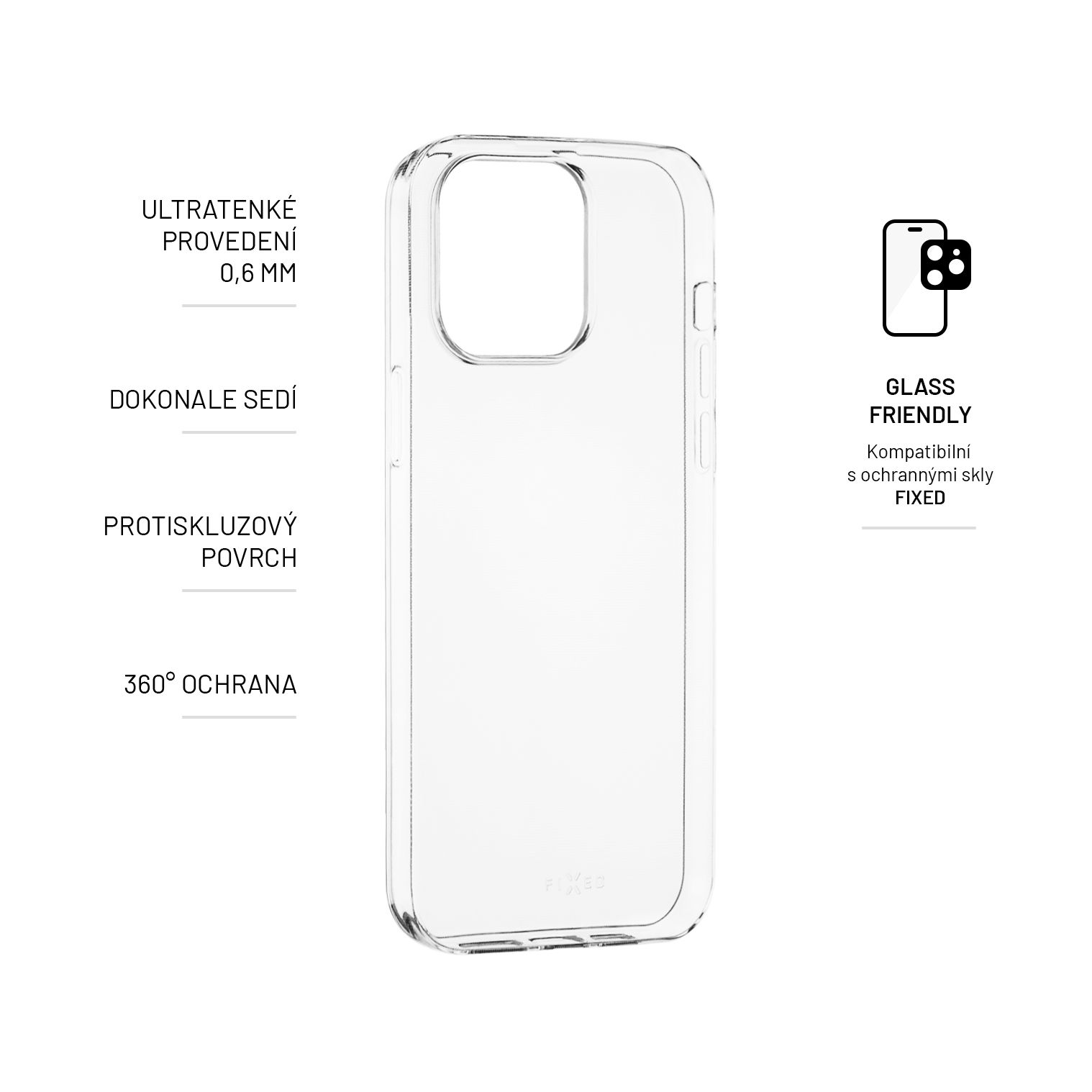 Ultratenké gélové puzdro TPU FIXED Skin pre Apple iPhone 14 Pro Max, 0,6 mm, číre
