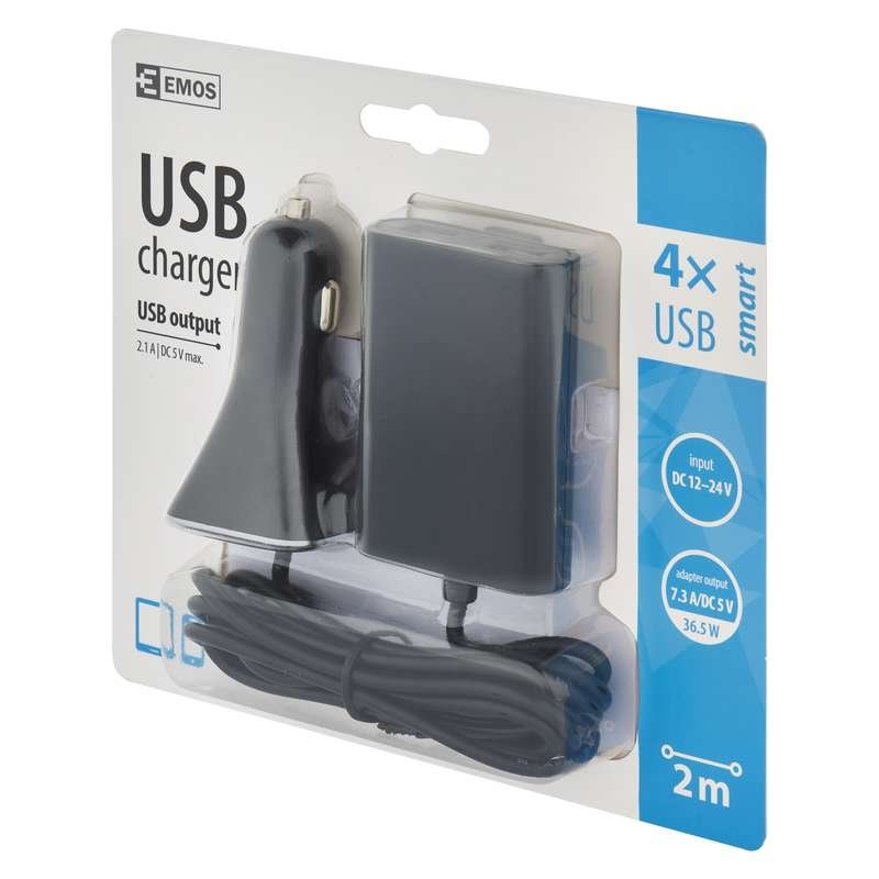 Univerzální USB adaptér do auta 7,3A (36,5W) max., kabelový