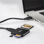 USB 3.0 čítačka viacerých typov kariet, SD/microSD/CF, čierna