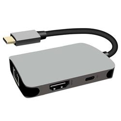 USB-C na HDMI + RJ45 + PD adaptér, hliníkové pouzdro