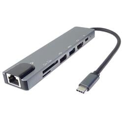 USB-C na HDMI + USB3.0 + USB2.0 + PD + SD/TF + RJ45 adaptér