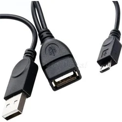 Adaptérový kábel USB USB A/samec+USB A/samec - Micro USB/samec OTG
