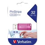 VERBATIM Flash Disk 32GB Hi-Speed Store 'n' Go, Pinstripe, USB 2.0, Hot růžová