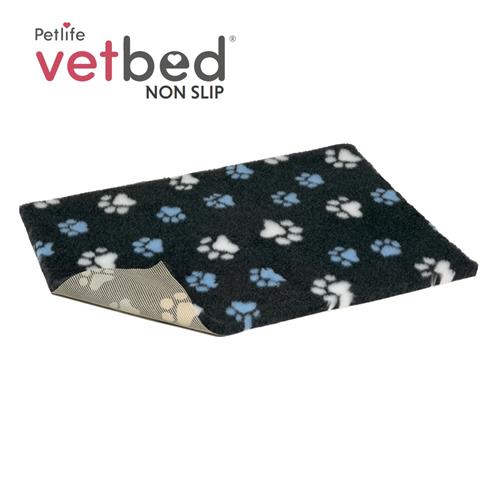 Vetbed anti-slip / Drybed Grafitová modrá a biela DELUXE labky 75 x 50 cm, vlas 30 mm