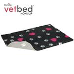 Vetbed anti-slip / Drybed graphite Pink heart DELUXE 150 x 100 cm, vlas 30 mm