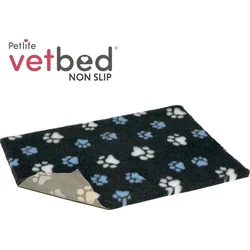 Vetbed protiskluz / Drybed Grafit  modré a bílé packy DELUXE 75 x 50 cm, vlas 30 mm