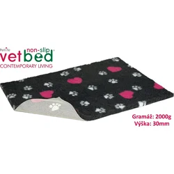 Vetbed protiskluz/Drybed grafit Růžové srdce 150 x 100 cm, vlas 30 mm