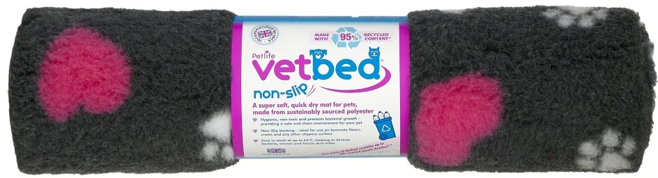 Vetbed protiskluz / Drybed grafit Růžové srdce DELUXE 150 x 100 cm, vlas 30 mm