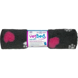 Vetbed protiskluz / Drybed grafit Růžové srdce DELUXE 150 x 100 cm, vlas 30 mm