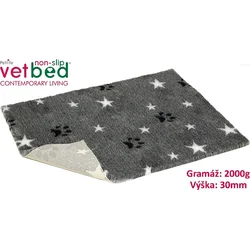 Vetbed protiskluz/Drybed Šedý hvězda s packou 150 x 100 cm, vlas 30 mm