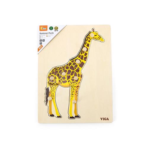 Viga Dětské dřevěné puzzle vkládačka Montessori  Žirafa