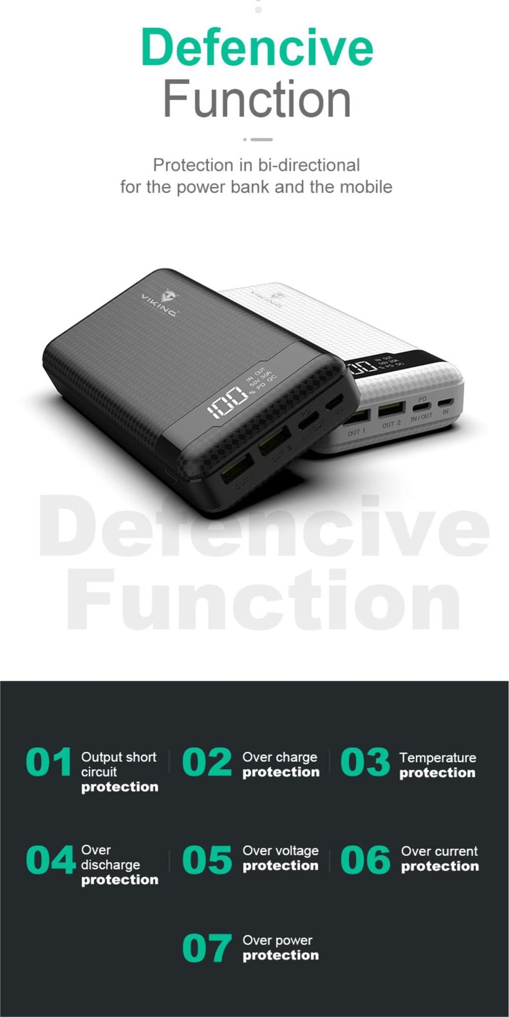 Viking power banka PN-963PD, QC3.0, 20000 mAh, černá