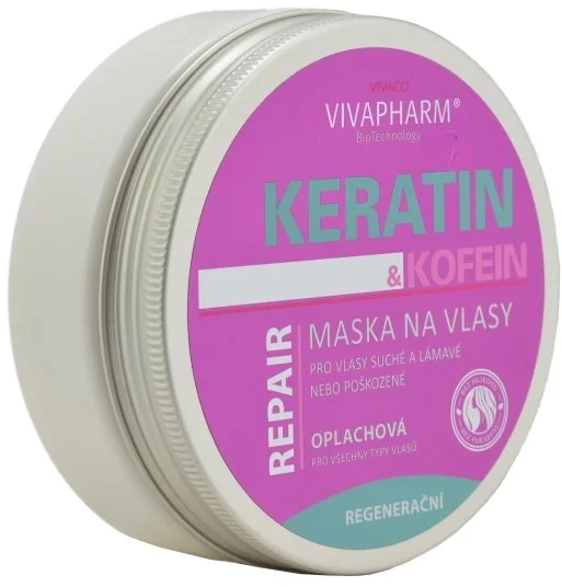 Vivapharm Keratínová regeneračná maska na vlasy s kofeínom pre ženy 200ml