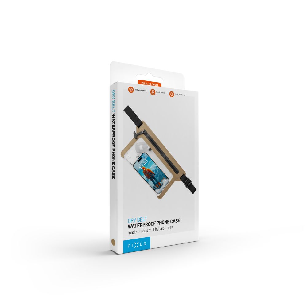 Voděodolné pouzdro FIXED Dry Belt okolo pasu z hypalonu s certifikací IPX8, khaki