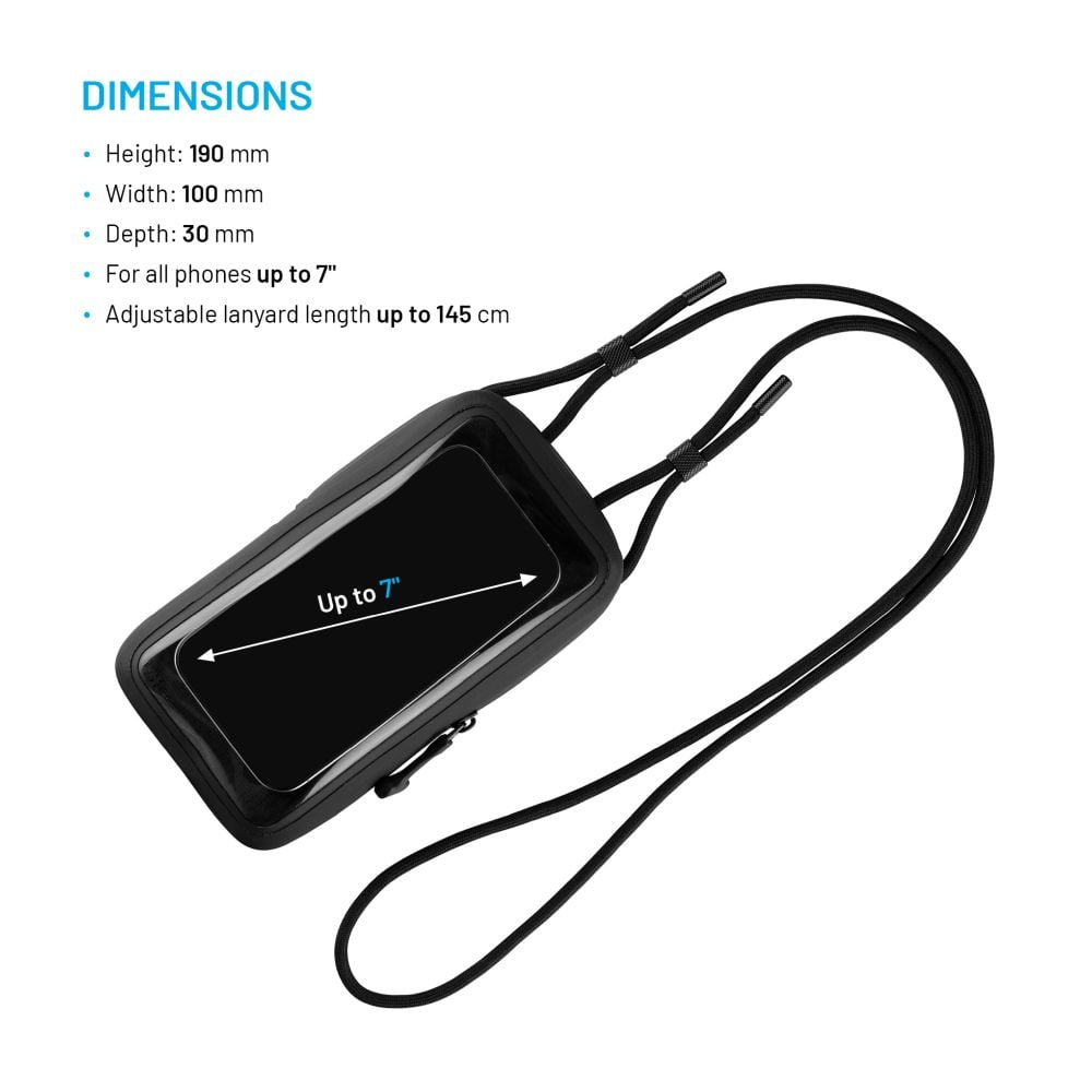 Voděodolné pouzdro na mobilní telefon FIXED Dry Case z hypalonu s certifikací IPX8, černé