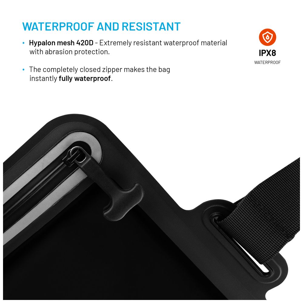 Voděodolné pouzdro na tablet FIXED Dry Tab přes rameno s certifikací IPX8, černé