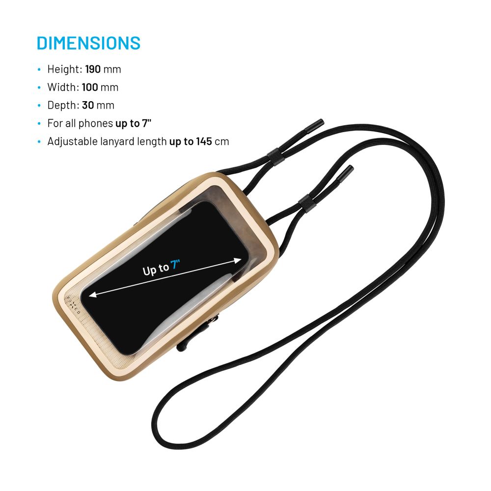 Vodotesné puzdro na mobilný telefón FIXED Dry Case hypalon s certifikáciou IPX8, khaki