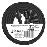 Vonkajší predlžovací kábel 20 m / 2 zásuvky / čierna / guma / 230 V / 1,5 mm2