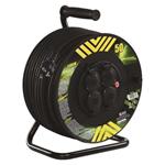 Vonkajší predlžovací kábel na bubne 50 m / 4 ks. / čierny / guma-neoprén / 230V / 2,5mm2