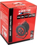 Vonkajší predlžovací kábel na bubne FESTA INDUSTRY 3x2,5 mm, 25 m, 230 V, max. 3680 W, 4 zásuvky, guma-neoprén, IP44