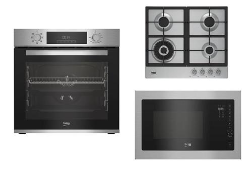 Vstavaná rúra Beko BBIM12300X, vstavaná mikrovlnná rúra Beko BMGB25332BG a vstavaná plynová varná doska Beko HIAW64225SX