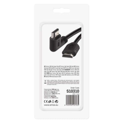 Vysokorýchlostný kábel HDMI 2.0 A vidlica - A vidlica 90° 3 m