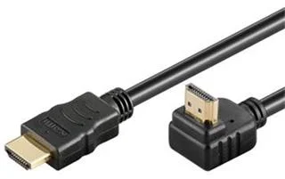 Vysokorýchlostný kábel HDMI+Ethernet PremiumCord, pozlátený 90° zahnutý konektor 1 m