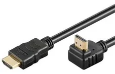 Vysokorýchlostný kábel HDMI+Ethernet PremiumCord, pozlátený 90° zahnutý konektor 1 m