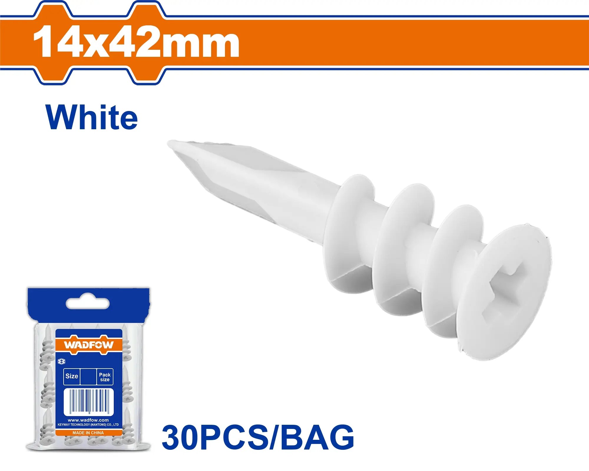 Wadfow Hmoždinka do sádrokartonu 14x42mm, sada 30 ks