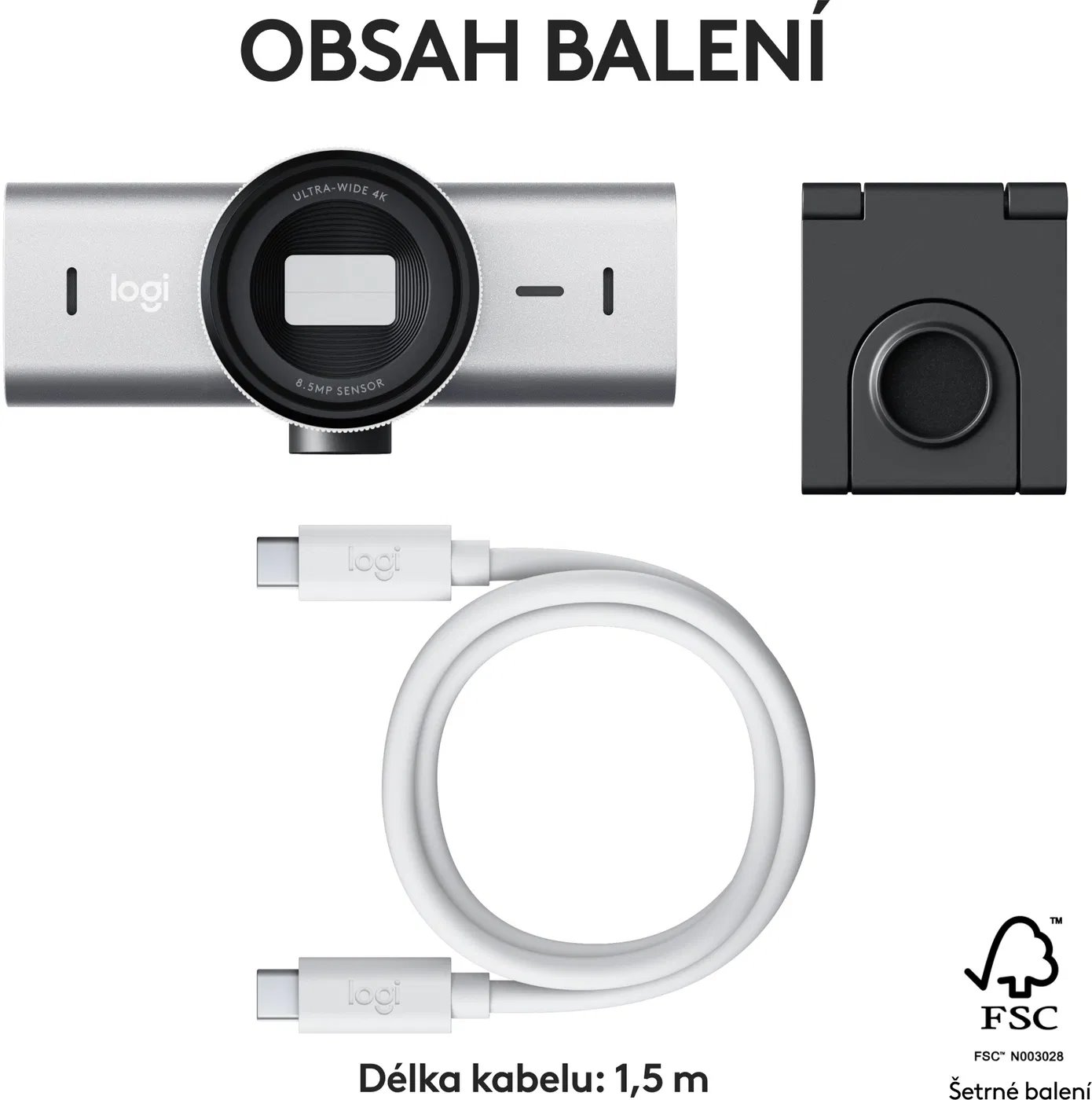 Webová kamera Logitech MX Brio 4K Ultra HD, bledosivá