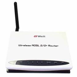Well ADSL2/2+ WiFi Router PTI-8511G, 802.11b/g, WiFi router, 4xLAN, 1xRJ11, AP, splitter není balení