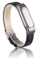 Xiaomi MiBand 1S černý s koženým řemínkem