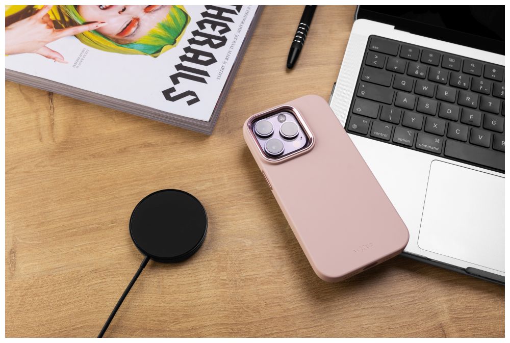 Zadní kryt FIXED MagFlow s podporou MagSafe pro Apple iPhone 15 Pro Max, růžový