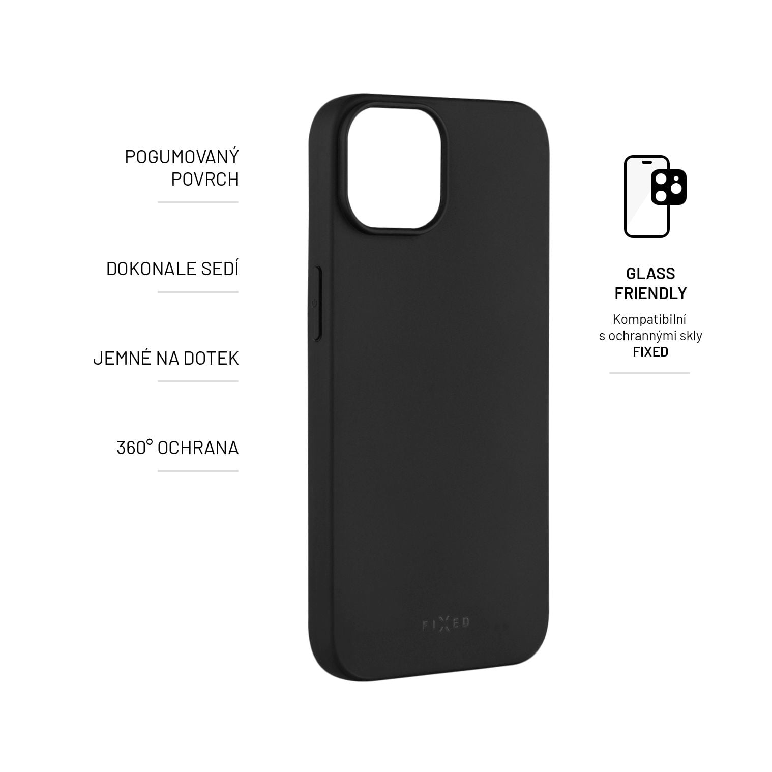 Zadní pogumovaný kryt FIXED Story pro Apple iPhone 14, černý