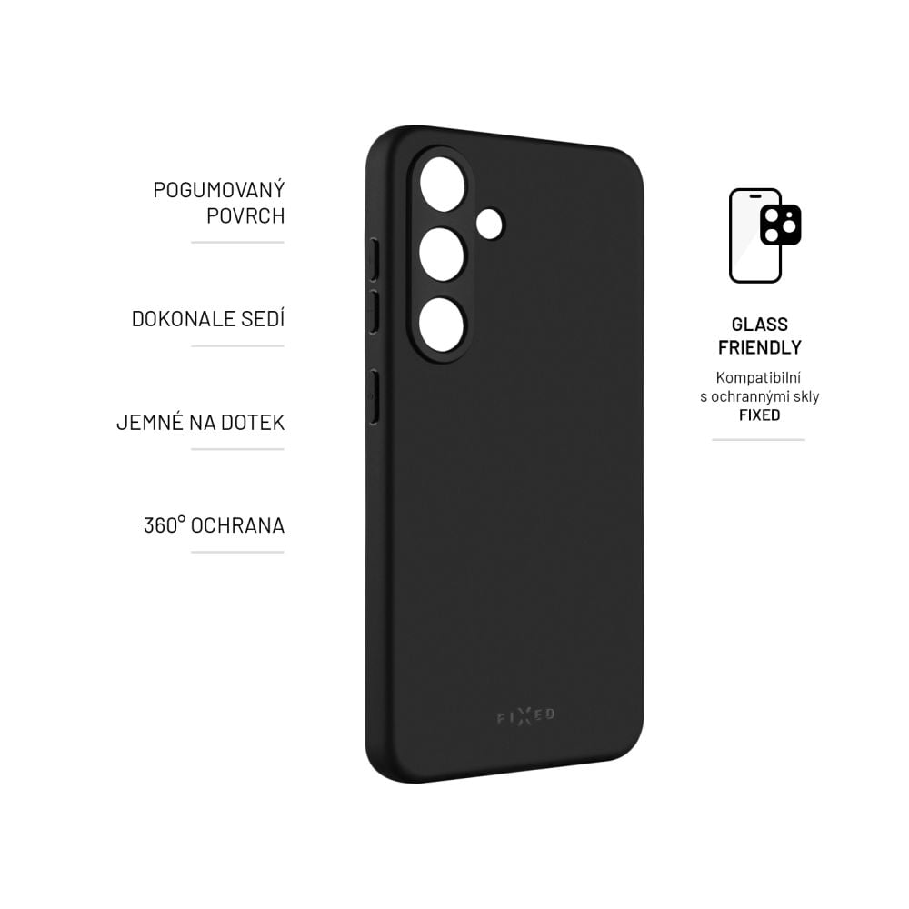 Zadní pogumovaný kryt FIXED Story pro Samsung Galaxy S24, černý